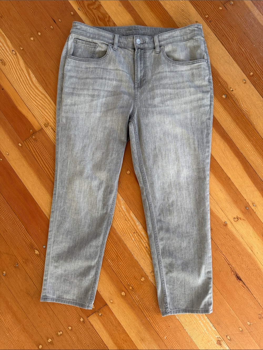 Chicos Grey Boyfriend Ankle Jeans 12